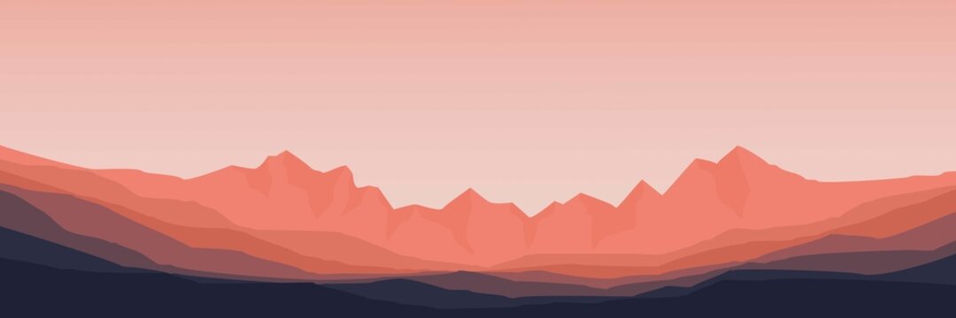 sunset mountain cliff vector illustration good for wallpaper, background, backdrop, web banner, tourism design, and design template © fahr_zal