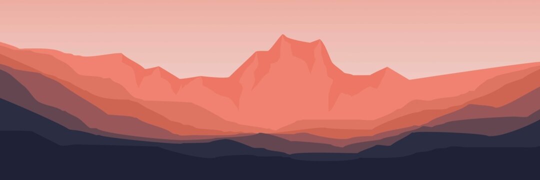 sunset mountain cliff vector illustration good for wallpaper, background, backdrop, web banner, tourism design, and design template © fahr_zal