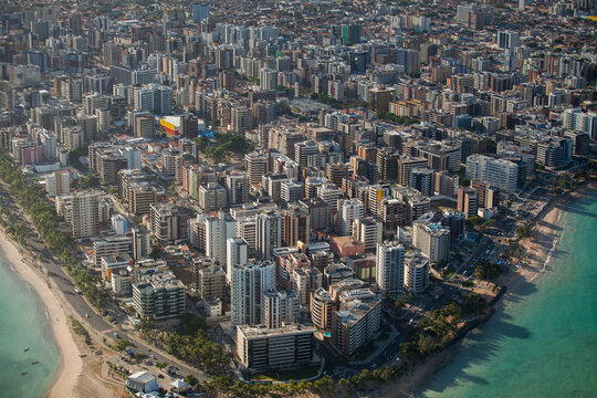 Aerial view of beaches in Maceio, Alagoas, Northeast region of Brazil