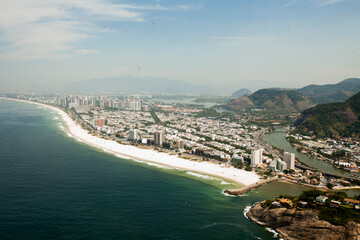 Fototapeta premium Aerial view of beaches in Rio de Janeiro, Southeast region of Brazil