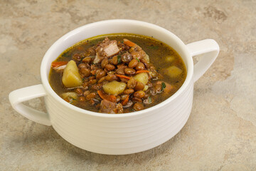 Lentil soup with chicken and vegetables