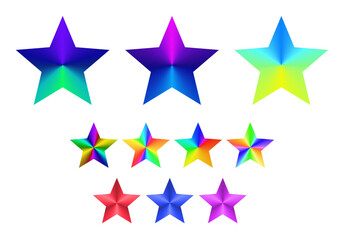 Rainbow StarsIcon Elements. Set of Ten Stars