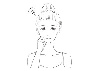 悩む・困る女性のイラスト　正面
