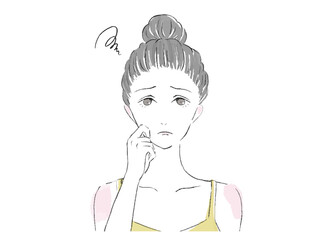 悩む・困る女性のイラスト　正面