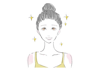 笑う・笑顔の女性の正面顔　イラスト