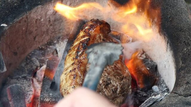 Grilled fresh meat and safe from red meat accelerators