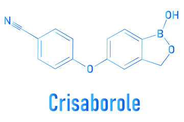 Crisaborole eczema drug molecule (Phosophodiesterase-4 inhibitor). Skeletal formula.