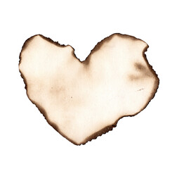 Vintage burned paper edges heart background