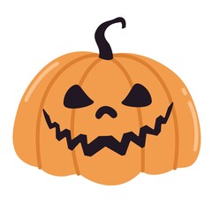 Halloween pumkin vector sticker . Halloween isolated icon. Pumkins with a sinister expression on white background. Vector illustration