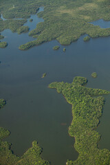 Aerial view of body of water - lake. High quality photo