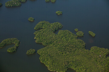 Aerial view of body of water - lake. High quality photo