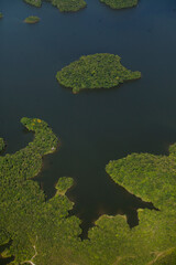 Aerial view of body of water - lake. High quality photo
