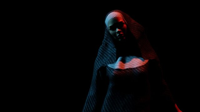 young nun in the dark