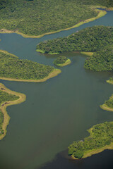 Aerial view of body of water - lake. High quality photo