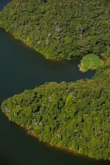 Aerial view of body of water - lake. High quality photo