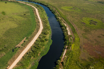 Aerial view of body of water - river - rivers. High quality photo