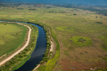 Fototapeta na wymiar Aerial view of body of water - river - rivers. High quality photo