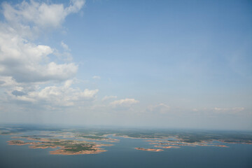 Aerial view of body of water - lake. High quality photo