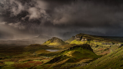 Dramatic landscape Isle of Skye, part of the Scottish Highlands and Islands, iconic, historic and...