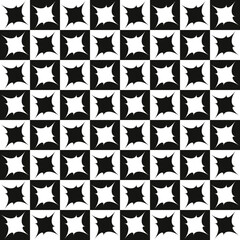 A checkerboard with a blot on each square of the opposite color. Vector black and white chess board.