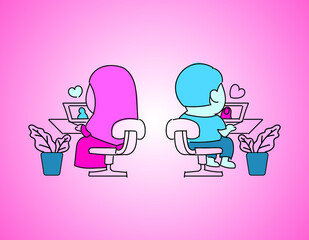 Student Used Zoom for Dating Among Them Illustration Vector Art