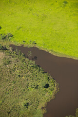 Aerial view of body of water - lake. High quality photo