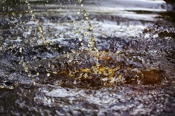 splash on water surface background brown, dark water nature abstract