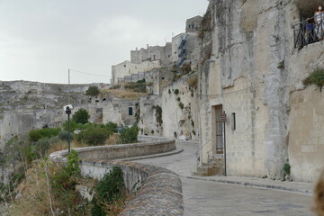 Madonna delle Virtù St. in Matera along the precipice of the canyon carved by the Gravina River...