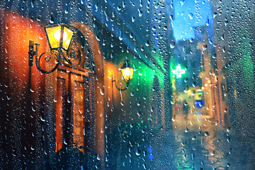 rain night city abstract background, wet dark street