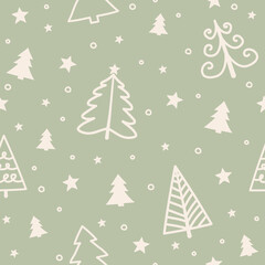 Seamless pattern with Christmas trees. Vector
