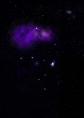 Far being shone nebula and star field. 3D rendering