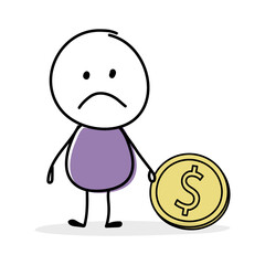 Money saving concept with cartoon businessman. Icon set. Vector