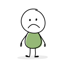 Caricature concept. Sad stickman. Vector.