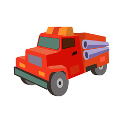 Transportation Fire truck flat icon with vector illustration