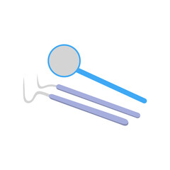 mouth mirror and tweezers with vector illustration. Flat style design