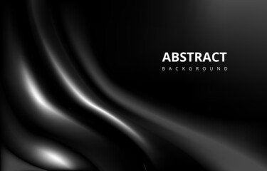 Abstract Elegant Luxury Black Silk Satin Fabric Wave Background Wallpaper