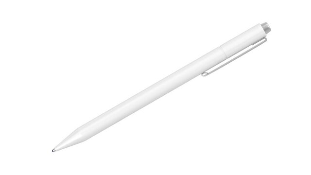 White plastic pen on white background