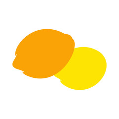 two whole fresh yellow lemons. Flat cartoon vector illustration