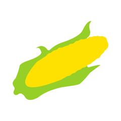 Corn on the cob / Sweet corn with leaves, on a white background, flat graphic vector illustration.