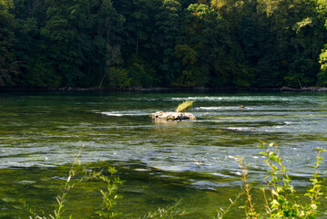 Scenic view of River Rhine on a beautiful autumn day. Photo taken September 25th, 2021, Zurich, Switzerland.
