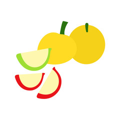 Red and green apples with vector illustration