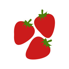 two strawberries on a blue background, flat illustration