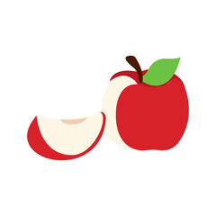 Apple Fruit Icon Vector Illustration. Apples and Apple Slices. Fruit Icon Concept, Isolated on white background