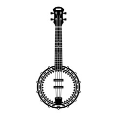 Banjo musical instrument in monochrome style isolated on white background vector illustration - obrazy, fototapety, plakaty