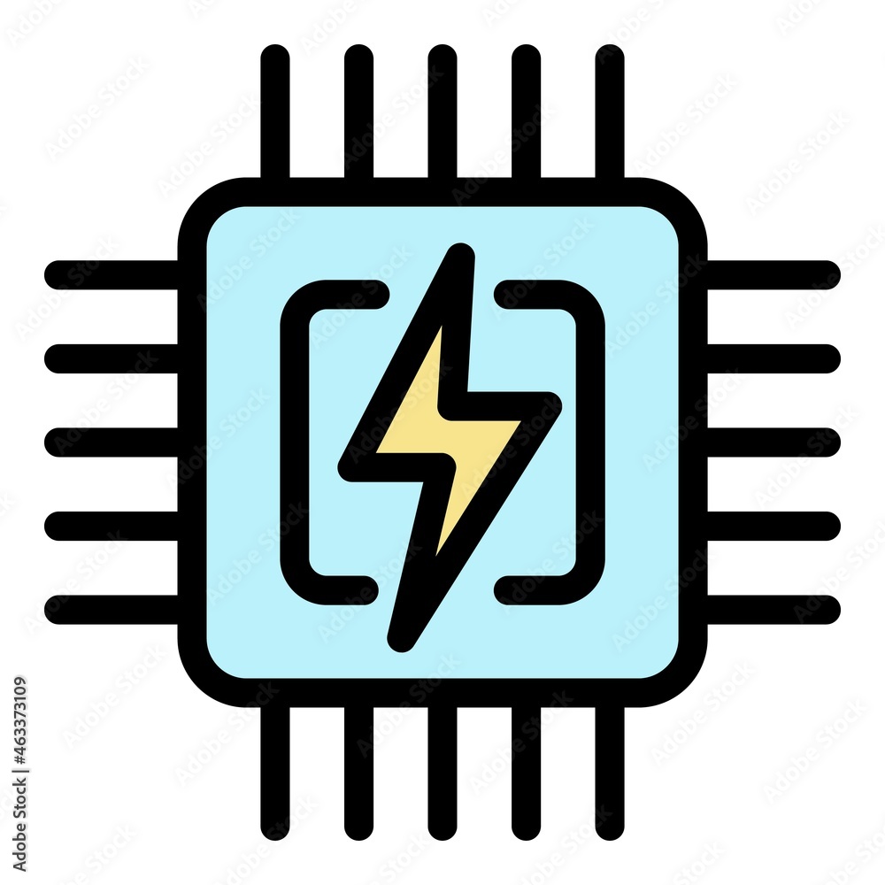 Poster smart home processor icon. outline smart home processor vector icon color flat isolated