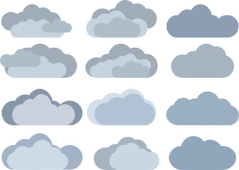 Lush storm clouds. Data clouds. Vector set