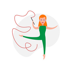 woman gymnast with ribbon isolated illustration on white background. gymnast clipart.