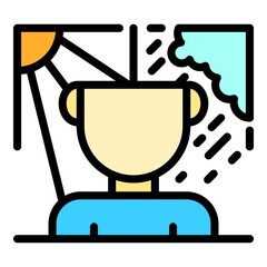 Bipolar man weather icon. Outline bipolar man weather vector icon color flat isolated