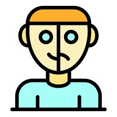 Bipolar kid icon. Outline bipolar kid vector icon color flat isolated
