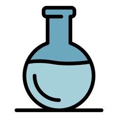 Chemical flask icon. Outline chemical flask vector icon color flat isolated